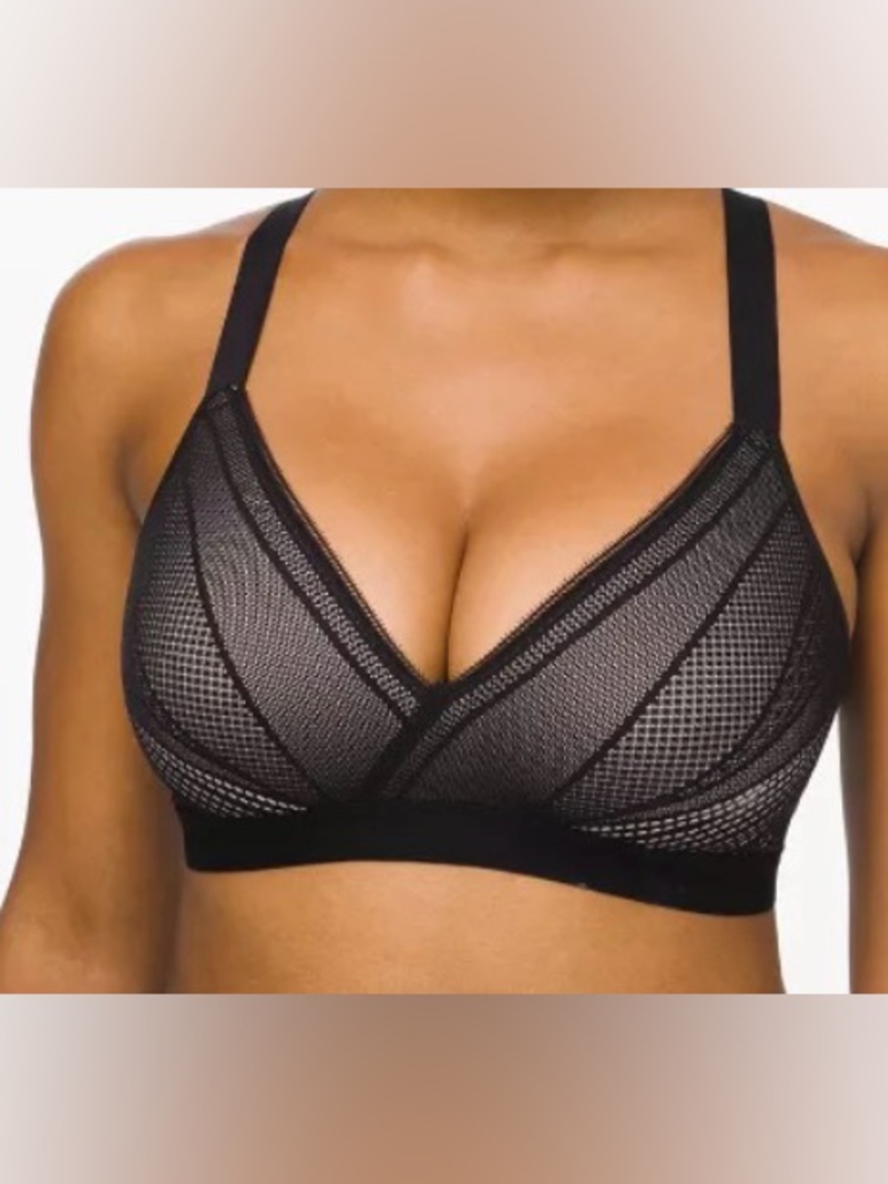 LULULEMON Awake to Lace Bra Black/Barely Beige 34C NWT